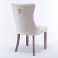 thumbnail image 6 of Velvet Dining Chairs Set of 2, Upholstered Dining Room Chairs, Tufted Dining Chairs with Solid Wood Legs, Nail Heads for Kitchen, Living Room, Bedroom, Beige, 6 of 9