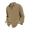 thumbnail image 6 of Qwertyu Mens Corduroy Shirt Long Sleeve Button Down Casual Blouses Plus Size Tops Classic Pacificozy Tshirt for Men Khaki 2XL, 6 of 7