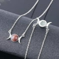 thumbnail image 2 of Vintage Crescent Lock Bone Moon Sun Pendant Silver Women's Natural Stone Necklace, 2 of 2