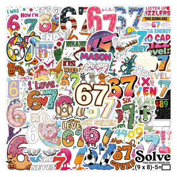 Six Seven Stickers 50Pcs Funny 6 7 Stickers Gifts For Phone Water Bottle Luggage Laptop Adults Teens