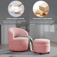 thumbnail image 6 of 24"W Swivel Chair with Storage Ottoman,Teddy Fabric Barrel Chair with Footstool,Single Sofa Chair with Gold Stainless Steel Base, 360° Swivel Round Chair Set for Bedroom,Living Room,Office, 6 of 9