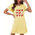 thumbnail image 4 of biudgviw Women's Valentines Nightgown Heart Print Graphic Sleepwear Short Sleeve Crewneck Sleepshirts Casual Soft Pajama Dress S-XXL, 4 of 5
