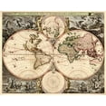 thumbnail image 2 of Visscher, Nicolao 18x15 Gold Ornate Wood Framed with Double Matting Museum Art Print Titled - World Map, 2 of 4
