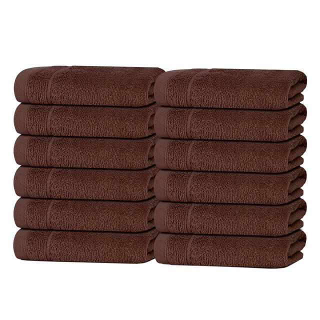 Tens Towels Set de 12 Paños de Lavado, 12 × 12 pulgadas, Marrón