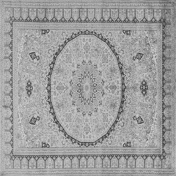 Ahgly Company Indoor Square Medallion Gray Traditional Area Rugs, 4' Square