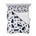 thumbnail image 7 of Quilts Twin Size Bedding Set, Black Navy Blue Cat Lightweight Quilted Comforter, Cat Paw Farmhouse Soft Reversible Bedspread Coverlet with Pillow Covers for All Season, 68" x 86", 7 of 7