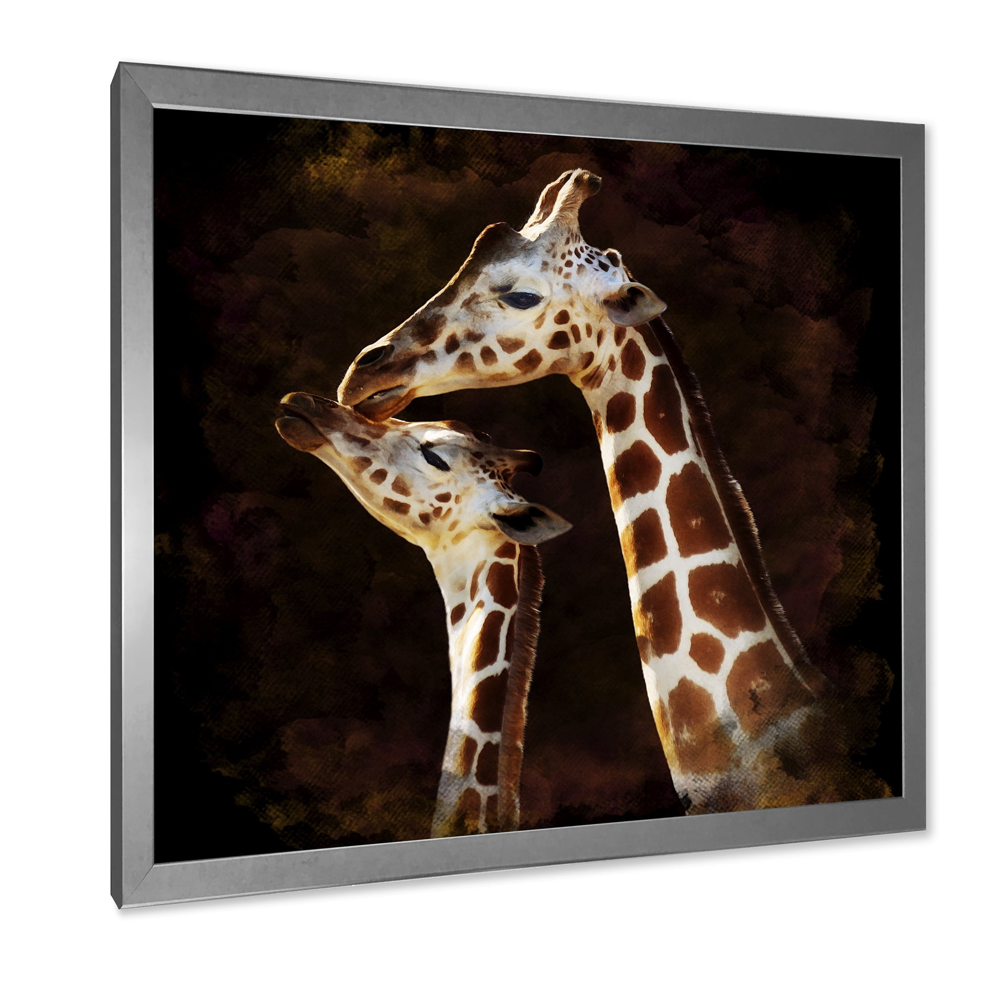 Designart 'Close UP Of Two Giraffes Kissing I' Farmhouse Framed Art Print