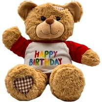 Brown Patches Bear 16″ with Happy Birthday T-Shirt Red Sleeves 14″–18″ – Ideal Plush Gift Set for Kids and Collectors
