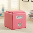 thumbnail image 6 of Furniture of America Larson Faux Leather Square Speaker Ottoman in Pink, 6 of 9