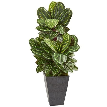 Nearly Natural 8407 53 in. Maranta Artificial Plant in Slate Finished Planter