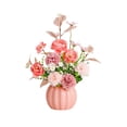 thumbnail image 2 of Pumpkin-Shaped Ceramic Vase with Handmade Silk Flower Arrangement for Living Room, Dining Table, and Home Decor Pink, 2 of 5