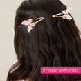 thumbnail image 3 of Scunci by Conair Butterfly Snap Hair Clips, Pink & Gold Tone, All Hair Types, 2 Count, 3 of 7