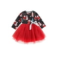 thumbnail image 2 of Nituyy Christmas Cartoon Print Long Sleeve Round Neck Tulle Dress with Bow, 2 of 7