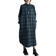 thumbnail image 1 of Vestido, Vestido a cuadros de mujer con bolsillos Botones Manga larga Vestido suelto Tomshoo Verde/XX-grande, 1 of 6