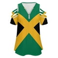 thumbnail image 4 of Jamaica Womens Summer V Neck Zipper Top Short Sleeve T Shirt Off Shoulder Top Casual Classy Loose Shirts, 4 of 7