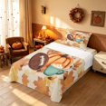 thumbnail image 3 of Homewish Thanksgiving Pumpkin Twin Sheets, Botanical Leaves Bedding, Beige Teal Brown Orange, 3-Piece (1 Flat Sheet, 1 Fitted Sheet and 1 Pillowcase), 3 of 6
