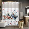 thumbnail image 2 of No Hook Shower Curtain with Snap in Liner, Independence Day USA Flag Butterfly Eucalyptus Leaf Waterproof Fabric Bathroom Curtain Mesh Top Window, Farm Wood Board Shower Curtains 48x72in, 2 of 9