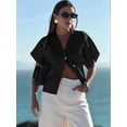 thumbnail image 4 of Womens Oversized Cardigan Short Sleeve - Button V Neck Casual Knit Sweater Outerwear, 4 of 8
