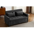 thumbnail image 5 of 56.9" Black Chenille Loveseat Sofa Bed with USB Ports &amp; Phone Holder, Reversible Backrest, Side Pockets - Ideal for Living Room Guest Room Use, 5 of 38