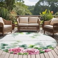 thumbnail image 4 of Spring Pink Roses Round Area Rug 5Ft Washable Circle Rugs for Living Room Bedroom, Pastoral Eucalyptus Leaves Gray Wooden Non-Slip Carpet Floor Mats Indoor Outdoor Carpet Runner Aesthetic Home Decor, 4 of 8