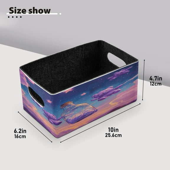 BZSMCE Shelf Baskets Purple Bear in Bottle Plainting Pattern Storage Cube Bins 10.1*6.3*4.7in Set of 2