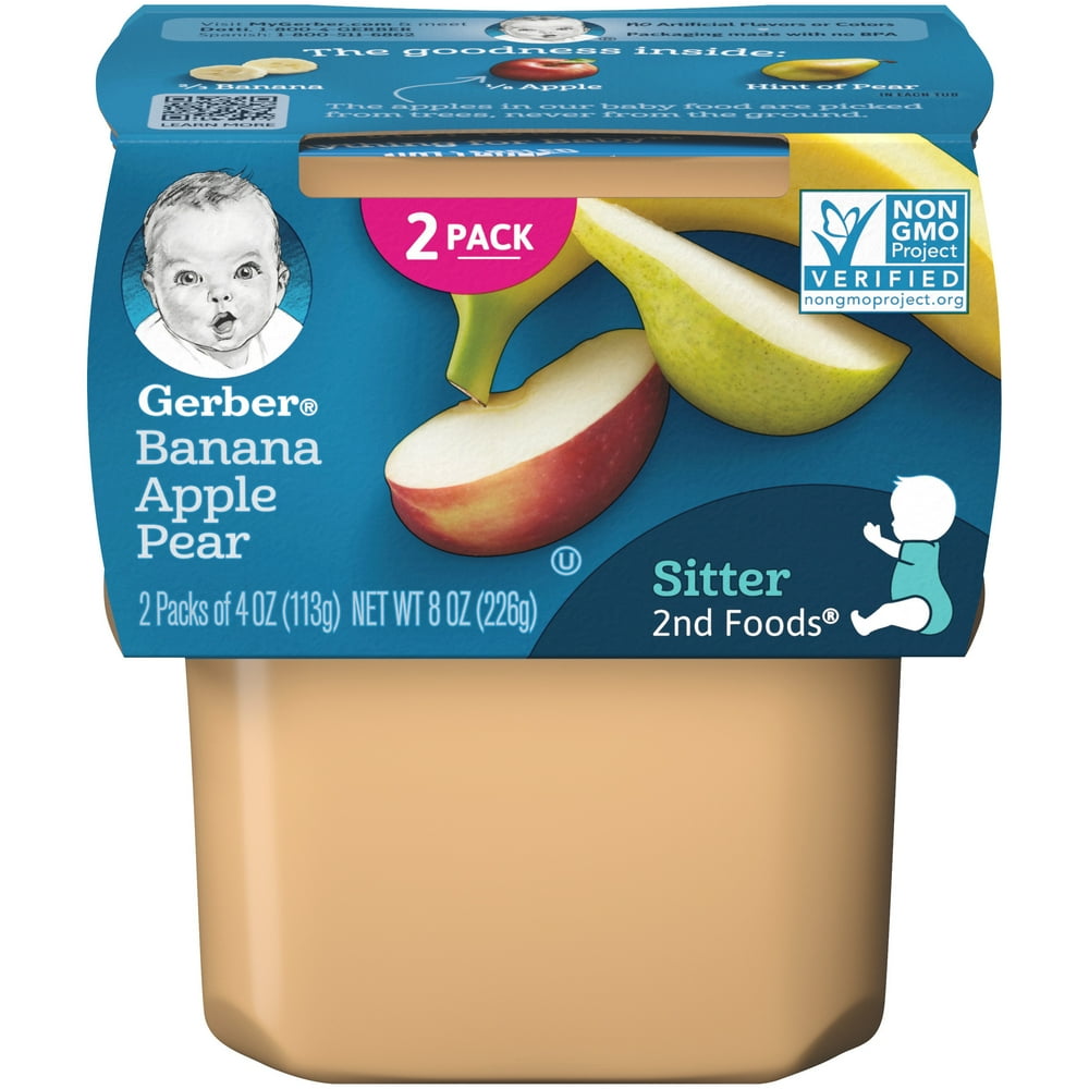 Gerber 2nd Foods Banana Apple Pear Baby Food, 4 oz. Tubs, 2 Count