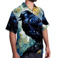 thumbnail image 2 of Crow Men's Short Sleeve Beach Shirts, Casual Button Down Poplin Printed Summer Tops - Unisex, 2 of 6