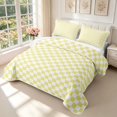 thumbnail image 3 of Manfei Geometric Check Twin Quilt Set,Classic Checkered Twin Coverlet Set,Yellow White,2-Piece,1 Bedspread and 1 Pillowcase, 3 of 7