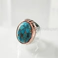 thumbnail image 4 of Blue Copper Turquoise Mens Ring, Natural Turquoise Ring, Oxidized Two Tone, 925 Silver Ring, Birthday Gift, Heavy Mens Ring, Arabic Design, Ottoman Style Ring, Christmas, Turkey Mens Signet Ring, 4 of 8