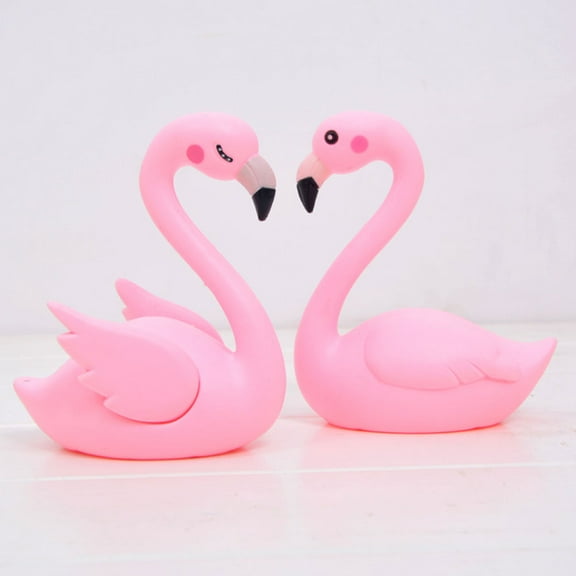 OUNONA 4Pcs Plastic Flamingo Table Decor Birthday Cake Ornaments for Home Decoration