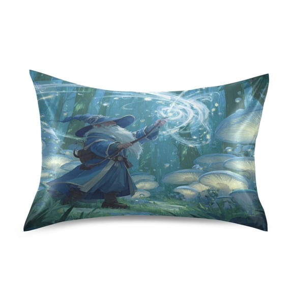 Pillowcase Satin Pillowcase 26x20in Pillow Case Satin Pillow Case Soft and Smooth Wizard Casting Forest Magic