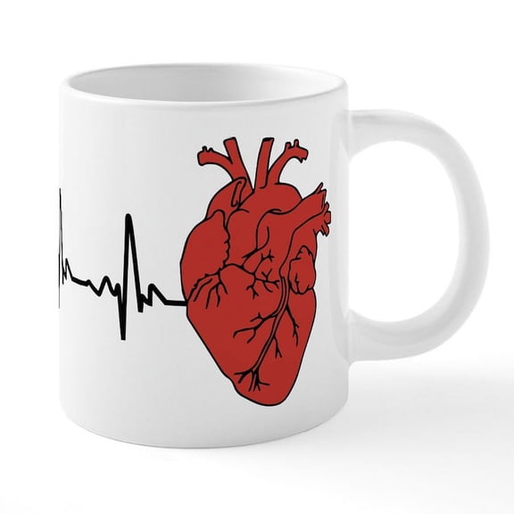 CafePress - Heart Cardiograph - 20 Oz White Ceramic Mega Mug