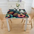 thumbnail image 3 of COMIO Waterproof Tropical Flowers with Pineapple Summer Palm Leaf Jungle Plant Foliage Square Tablecloth White, 3 of 7