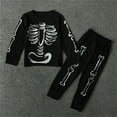 thumbnail image 3 of MHZLDYZ Toddler Kids Sweatsuits Boys Girls 2 Piece Outfit Bone Prints Long Sleeves Sweatshirt Tops + Pants 2Pcs Set Tracksuit Outfits (Black,6), 3 of 6