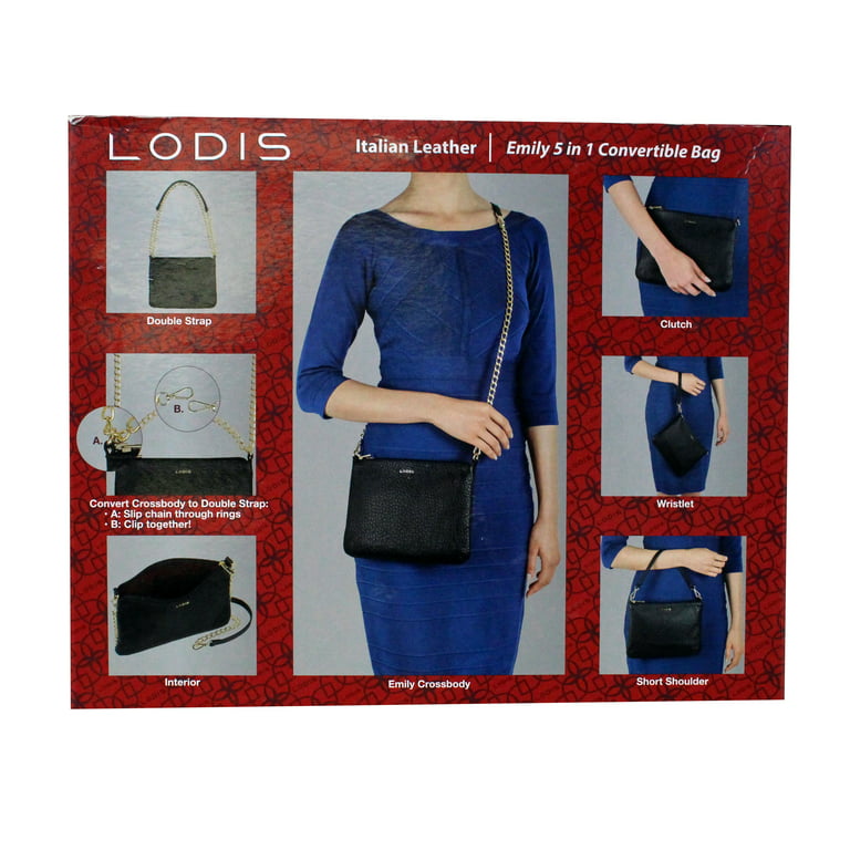 Louise et Cie Elay Medium Rounded Crossbody Bag Purse embossed  leather/black 