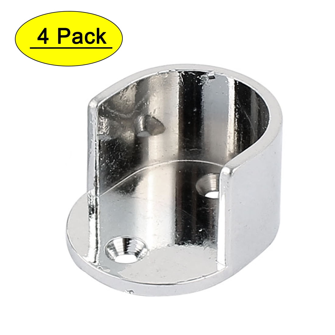 Wardrobe Closet Metal Round Rod Flange Holder Bracket 25mm Dia Silver