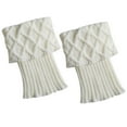 thumbnail image 2 of Dengjunhu Women Winter Rhombus Knitted&nbsp;Leg Warmers Solid Color Boot Socks Toppers Cuffs, 2 of 7