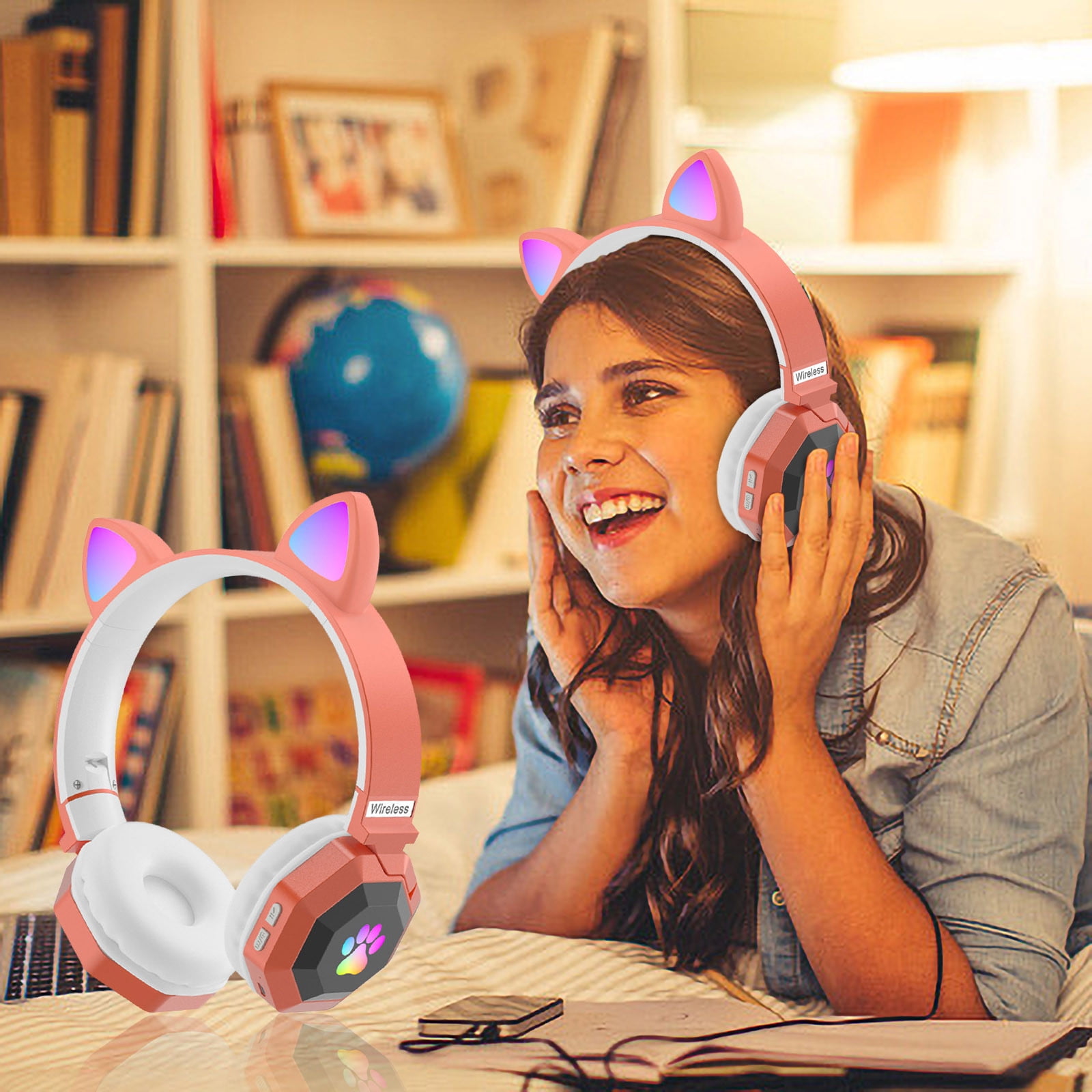 ANC Bluetooth Headphones, Over Ear Headphones with Bluetooth 5.4, 70 Hours Playtime Noise Cancelling Headphone with Mic, Foldable Lightweight Headset Comfort Fit,Orange