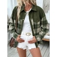 thumbnail image 3 of Women'S Flannel Plaid Shirt Long Sleeve Casual Fall Tops Green M, 3 of 8