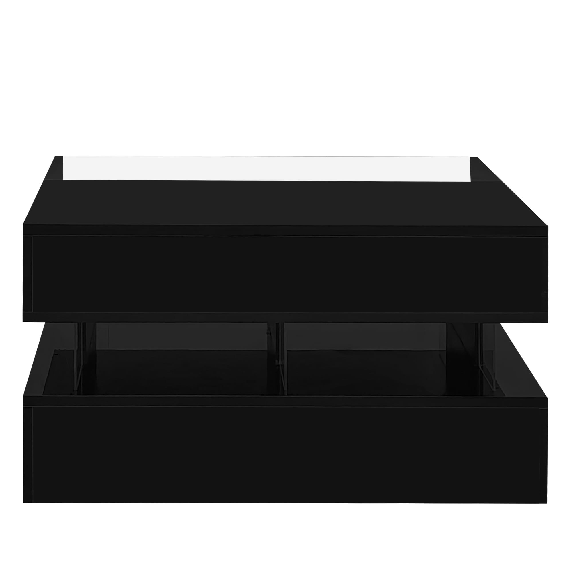 Euroco Modern Lift-Top Glass Coffee Table with LED Lights and Hidden Storage