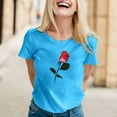 thumbnail image 2 of SZXZYGS T-Shirts pour Femmes Coton Grande Taille T-Shirt Mignon Col Rond Manches Courtes Été 2024, 2 of 4