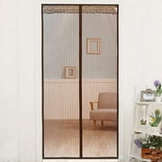 Smiling JuJu Striped Hook Loop Fastener Magnetic Screen Door Curtain with Elegant Jacquard Auto Close Anti Insect 35.5"X82.7 KT00189