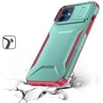 thumbnail image 4 of For iPhone 12/12 PRO Ultimate U Design Hybrid with Camera Window Covering - Teal+Pink, 4 of 5
