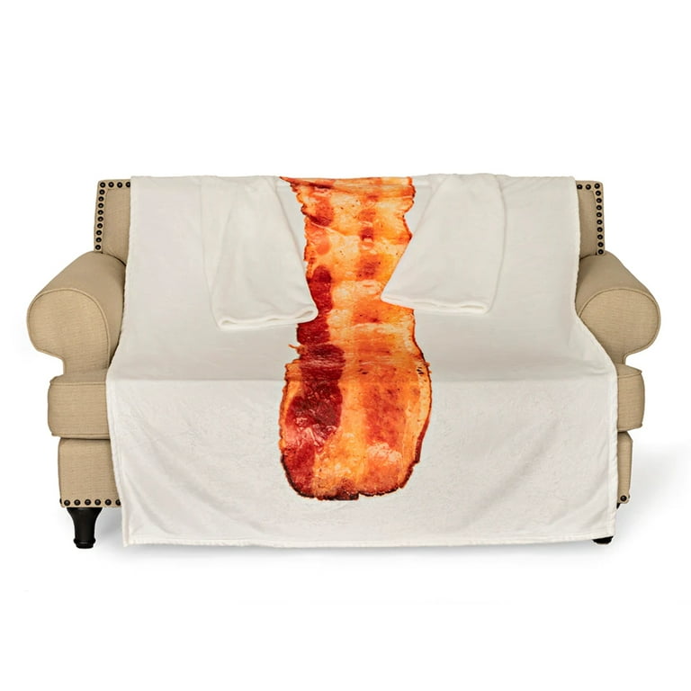 Bacon Strip Wearable Sleeved Arm Blanket 70 x50 Rectangle Warm Snuggly Square Throw Blanket Novelty Robe or Couch Blanket Fun Cozy Food