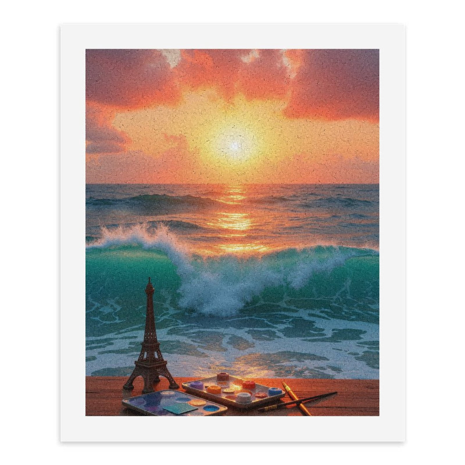Paint By Numbers Kit for Adults Beginner - Sunset Ocean Waves Art Palette DIY Canvas Painting Kits for Adults, Frameless Paint By Number for Adults for Home Wall Decor 16x20 Inch