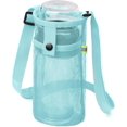 thumbnail image 1 of Bolsa para botella de agua con correa, portabotellas de malla, bandolera bandolera ajustable con bolsillo, portabotellas ligero para caminar, hacer deporte y senderismo, color azul claro., 1 of 6