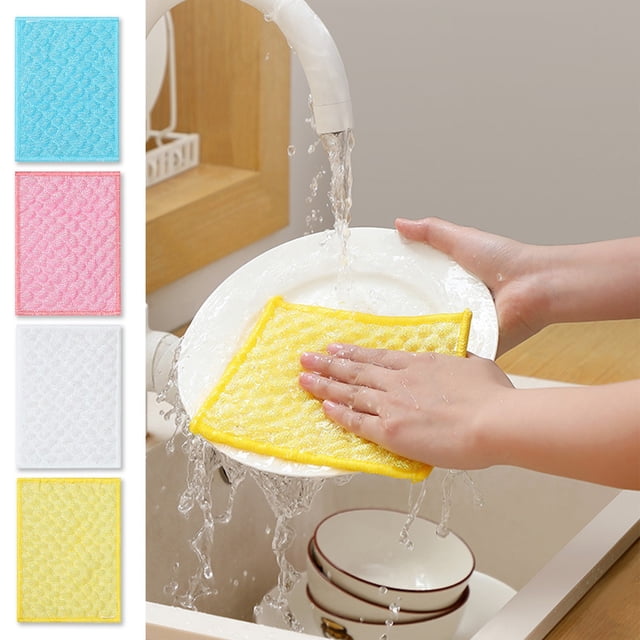 MTBLYS Paño de cocina absorbente y grueso de doble cara para lavar platos|resistente al aceite | 6|3 x 4|7 x 0|2 pulgadas | Paño de cocina reutilizable de poliéster que no raya
