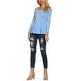 thumbnail image 3 of Unique Bargains Women's Long Sleeve Scoop Neck Peplum Top S Light Blue, 3 of 8