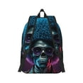 thumbnail image 2 of Honeii Punk Style Blue Haired Skull Print Canvas College Laptop Backpack, Durable Rucksack Travel Notebook Bag School Backpack Book Bag for Men Women-, 2 of 7