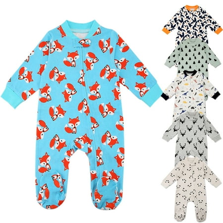 

WIBACKER Baby Boy Girl Cartoon One Piece Pjs Long Sleeve Zip Up Romper Footed Coverall-Fox